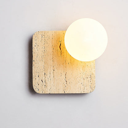 Minimalist Square Stone Glass 1-Light Wall Sconce Lamp