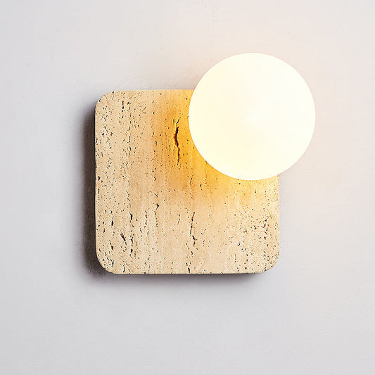 Minimalist Square Stone Glass 1-Light Wall Sconce Lamp