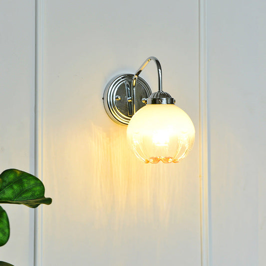 Light Flower Pod Glass Iron 1-Light Wall Sconce Lamp