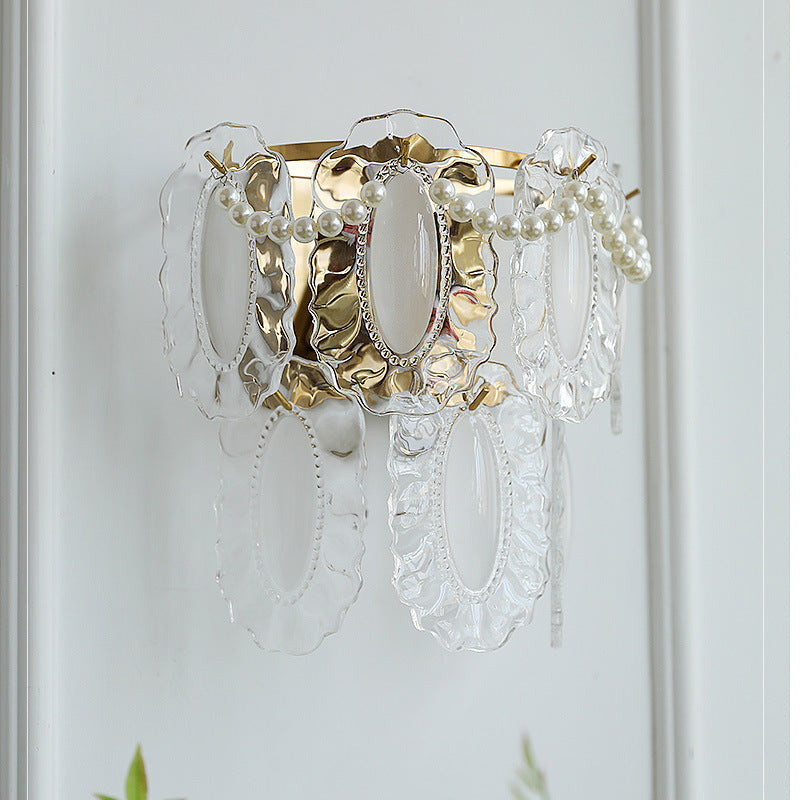 Shabby Decor Petal Crystal Shade 1-Light Wall Sconce Lamp