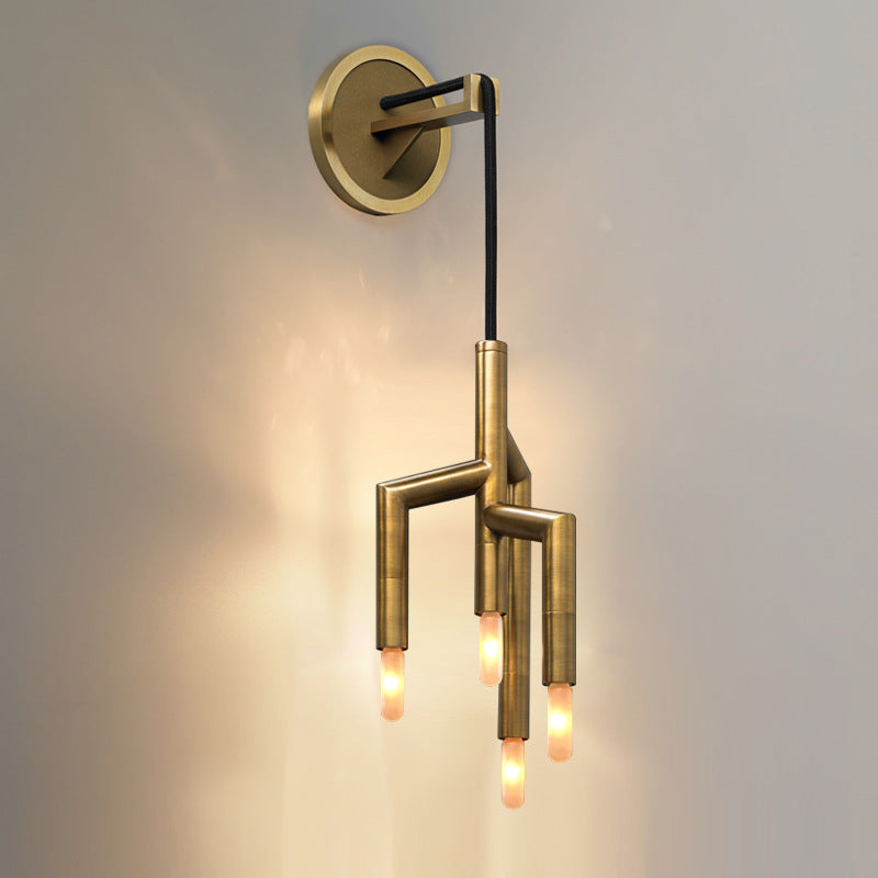 Industrial Copper Strip Pendant 4-Light Wall Sconce Lamp