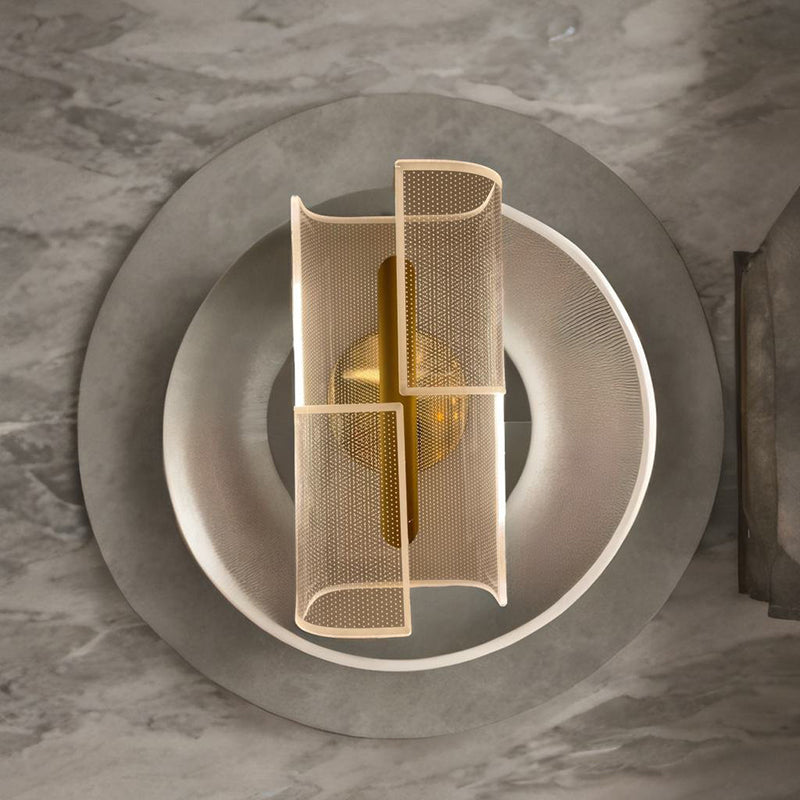 Iron Column Cut Lozenge Line LED Wall Sconce Lamp