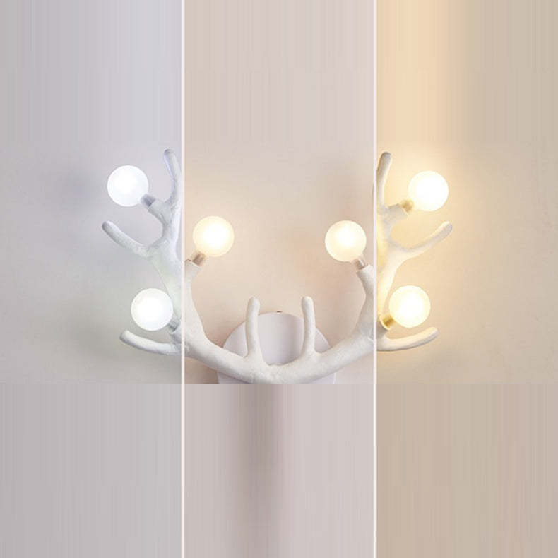 Resin Antler Branch Glass Shade 6-Light Wall Sconce Lamp