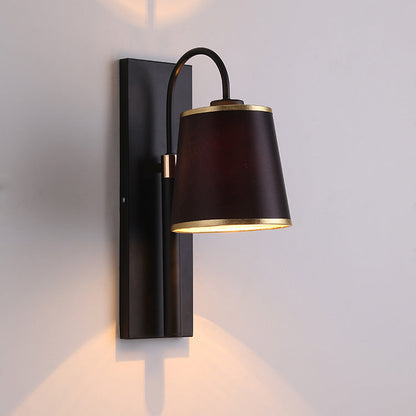 Minimalist Black Cone Fabric 1-Light Wall Sconce Lamp