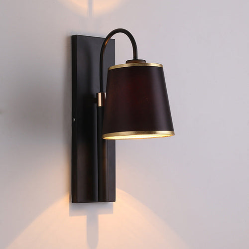 Minimalist Black Cone Fabric 1-Light Wall Sconce Lamp
