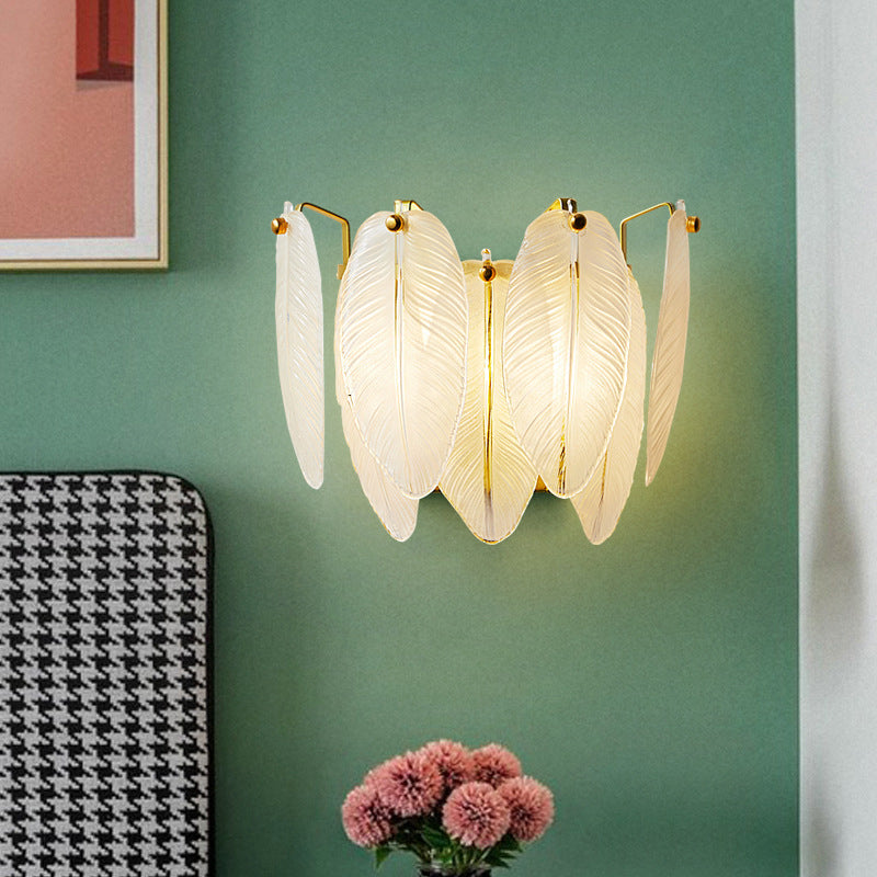 Creative Feather Iron Glass 1-Light Wall Sconce Lamp