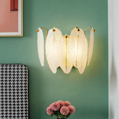 Creative Feather Iron Glass 1-Light Wall Sconce Lamp