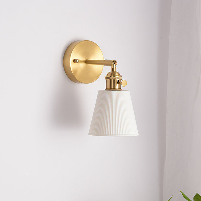Scandinavian Stripe Ceramic Brass 1-Light Wall Sconce Lamp