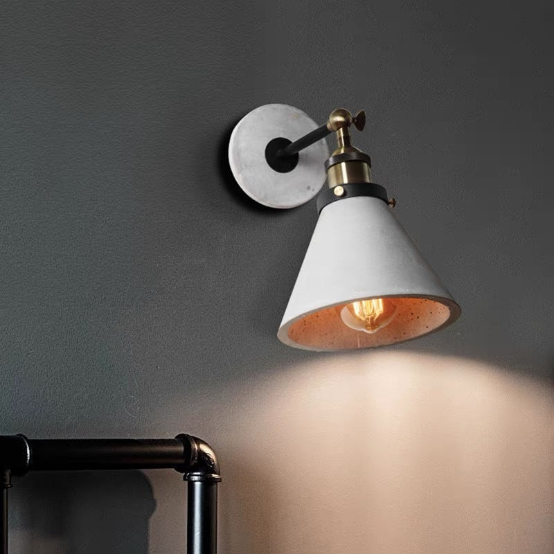 Round Flared Aluminum Cement 1-Light Wall Sconce Lamp