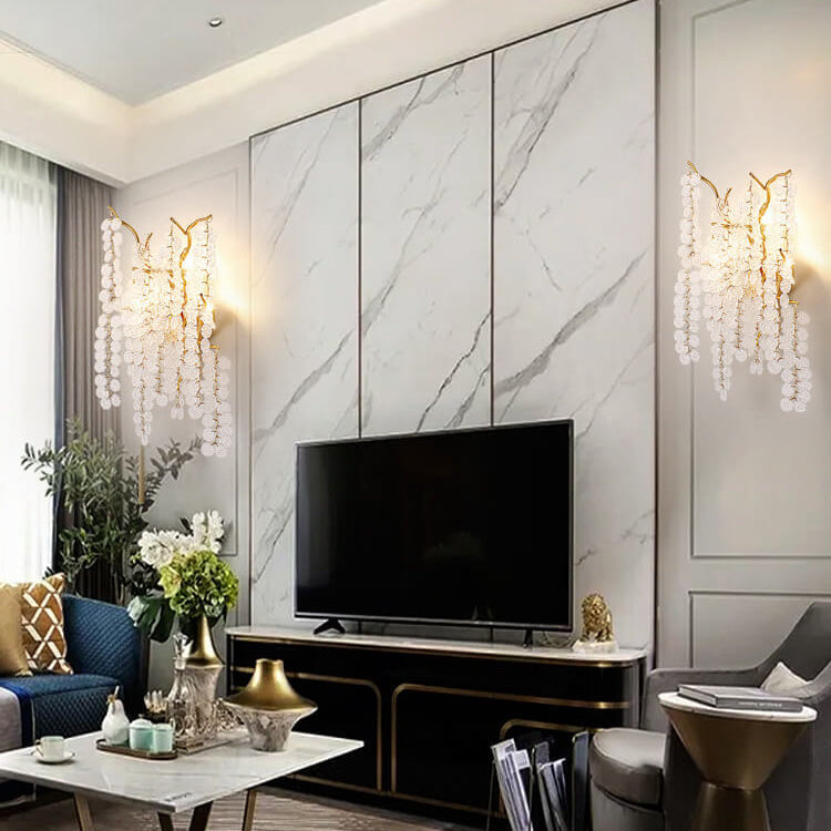 Money Tree Branch Aluminum Glass 3-Light Wall Sconce Lamp