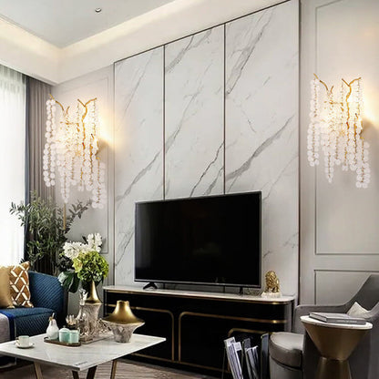 Money Tree Branch Aluminum Glass 3-Light Wall Sconce Lamp