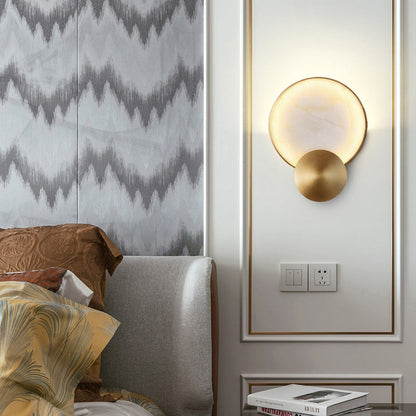 Modern Minimalist Round Iron Marble LED Wall Sconce Lamp