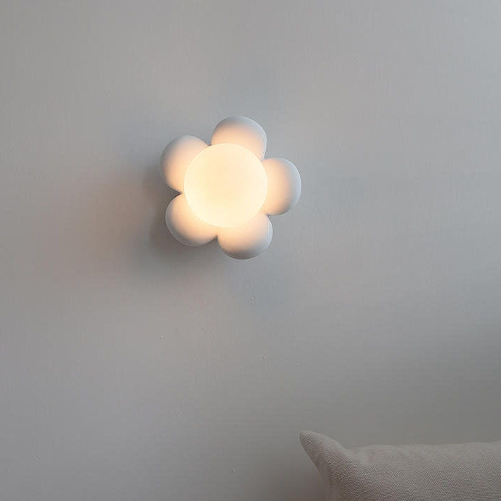 Flowers Shape Glass Ceramic 1-Light Kids Wall Sconce Lamp