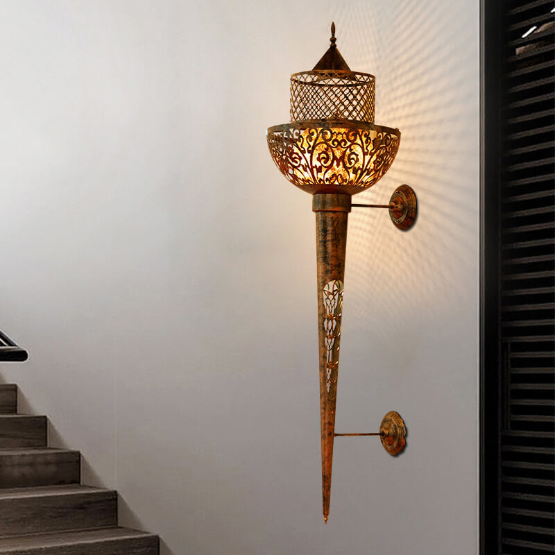 Ethnic Style Wrought Iron Long 4-Light Wall Sconce Lamp