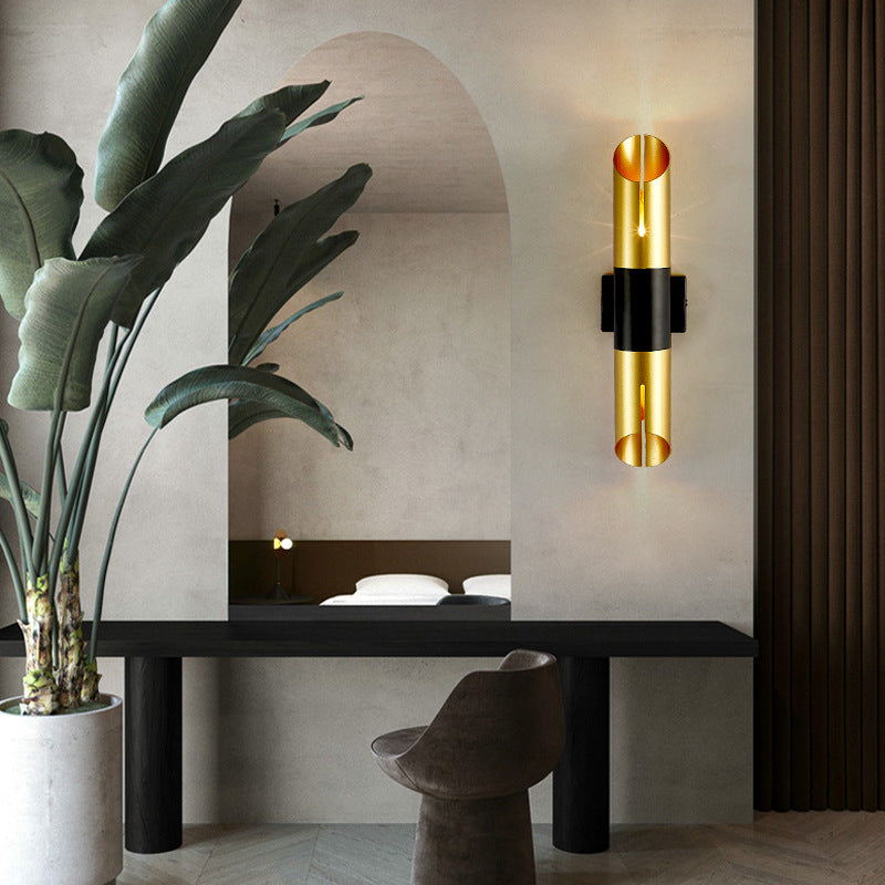 Modern Luxury Cylinder Iron 2-Light Wall Sconce Lamp