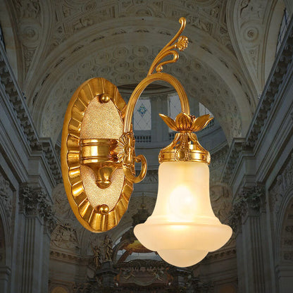 French Flower All Copper Glass 1-Light Wall Sconce Lamp