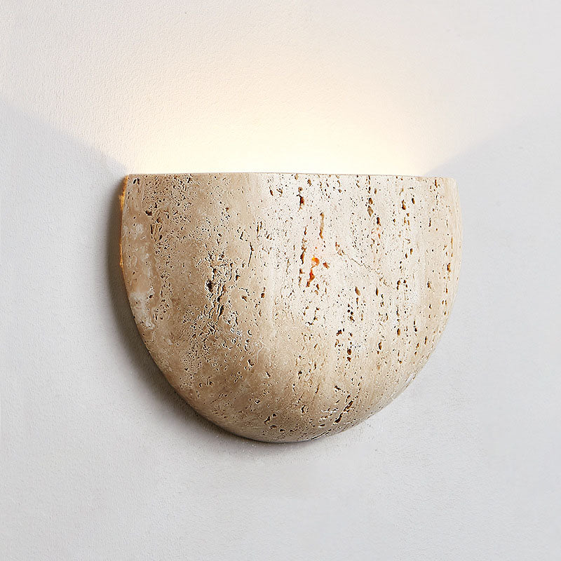 Traditional Japanese Oval Stone 1-Light Wall Sconce Lamp