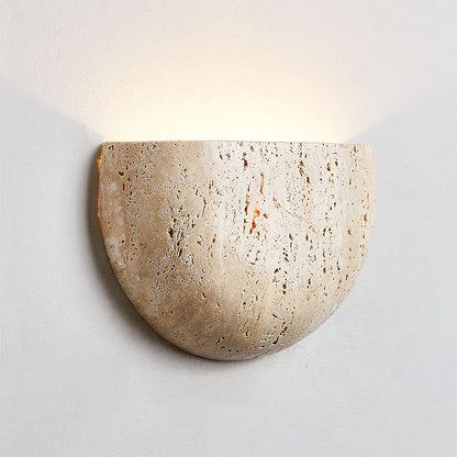 Traditional Japanese Oval Stone 1-Light Wall Sconce Lamp