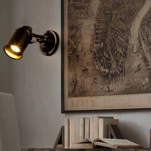 Traditional Vintage Cylinder Iron 1-Light Wall Sconce Lamp