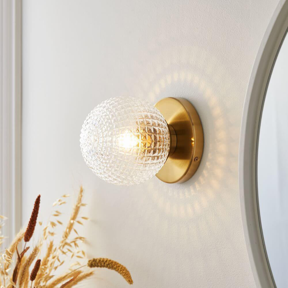 Retro Plaid Spherical Design 1-Light Wall Sconce Lamp