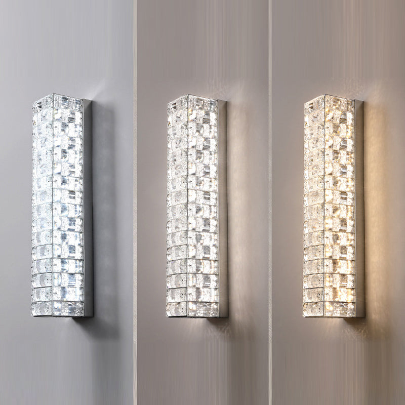 Rectangle Stainless Steel Crystal LED Wall Sconce Lamp