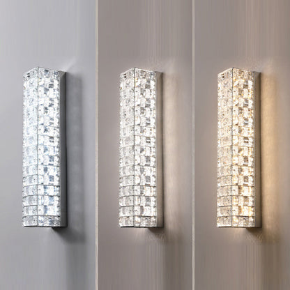 Rectangle Stainless Steel Crystal LED Wall Sconce Lamp