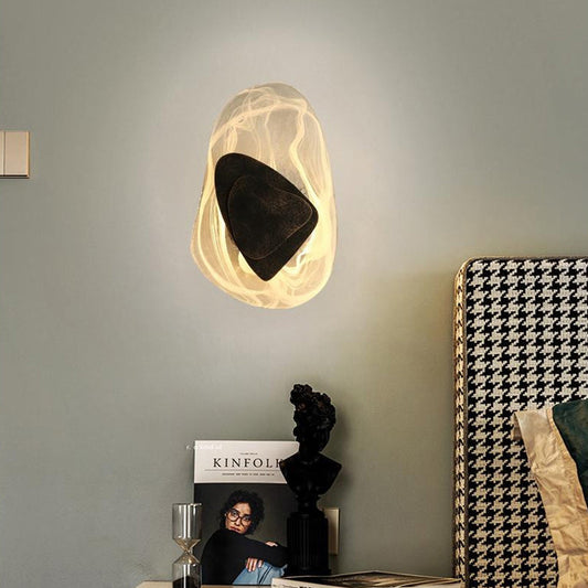 Art Deco Irregular Oval Glass Iron LED Wall Sconce Lamp
