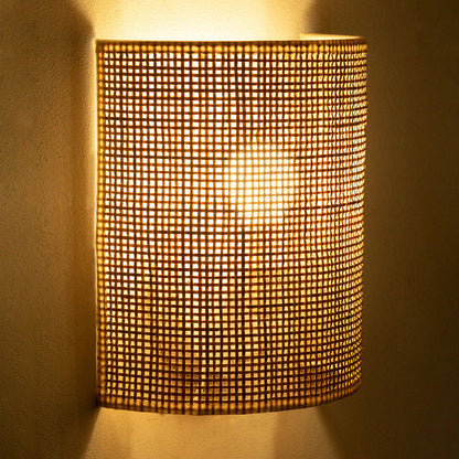 Japanese Half Cylinder Rattan 1-Light Wall Sconce Lamp