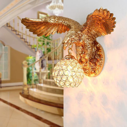 Resin Eagles Crystal Shade 1-Light Wall Sconce Lamp