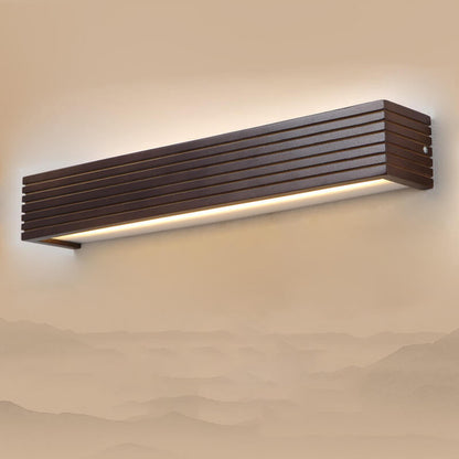 Chinese Walnut Square Bar Vanity LED Wall Sconce Lamp