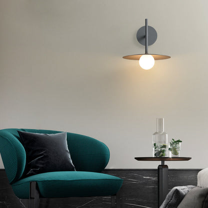 Solid Color Round Hardware Glass 1-Light Wall Sconce Lamp
