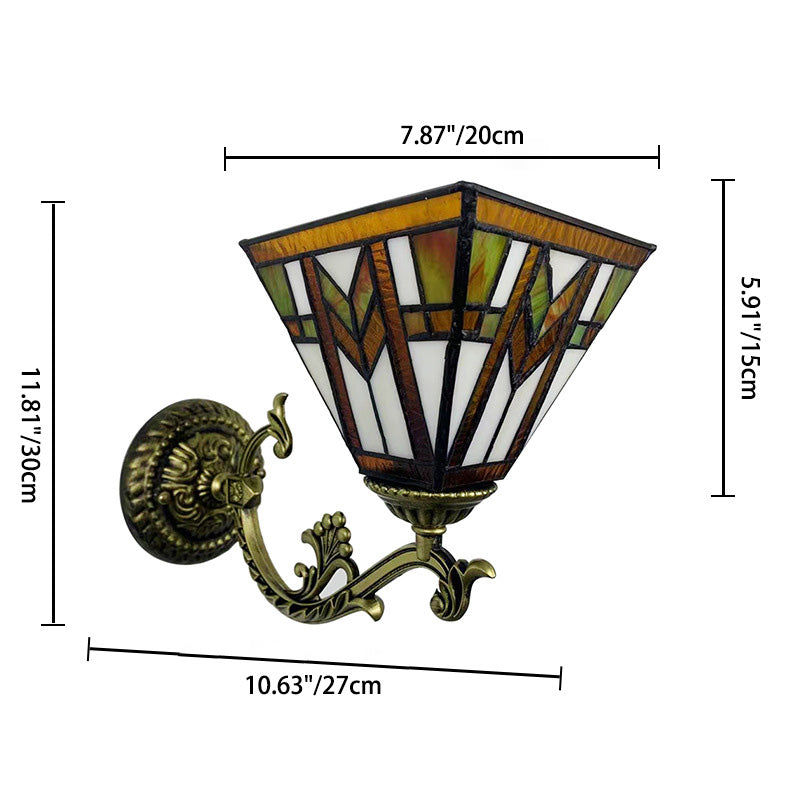 Tiffany Geometric Pyramid Shade 1-Light Wall Sconce Lamp