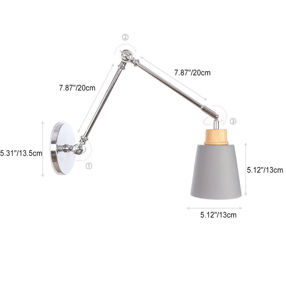 Retractable Iron Zinc Wood 1-Light Wall Sconce Lamp