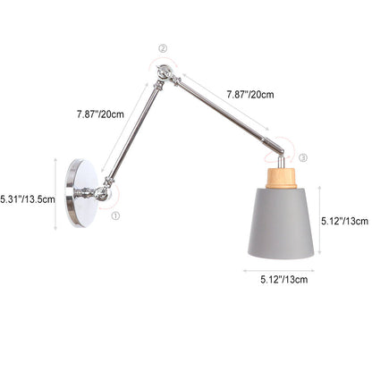 Retractable Iron Zinc Wood 1-Light Wall Sconce Lamp