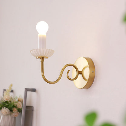 French Candelabra Brass Glass 1-Light Wall Sconce Lamp