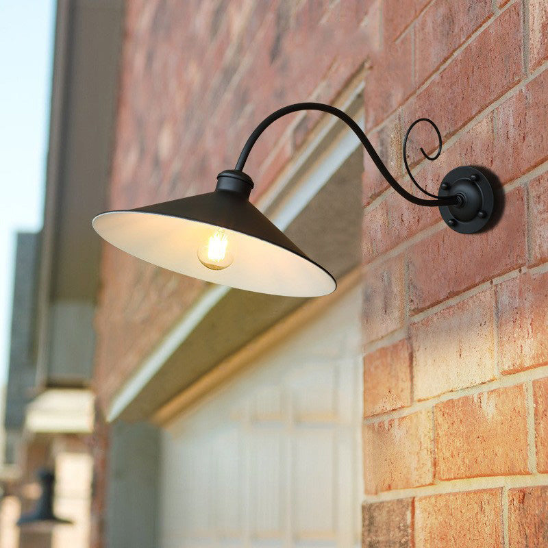 Retro Waterproof Iron Round 1-Light Wall Sconce Lamp