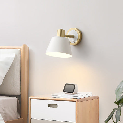 Minimalist Pure White Hardware 1-Light Wall Sconce Lamp