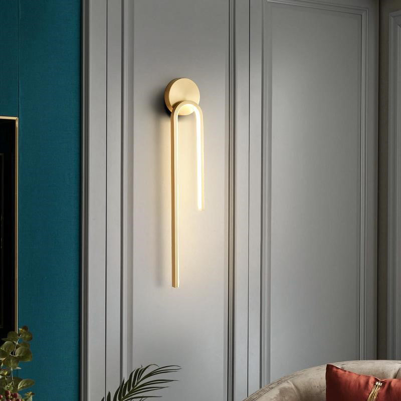 Minimalist Copper Aluminum Round Hook LED Wall Sconce Lamp