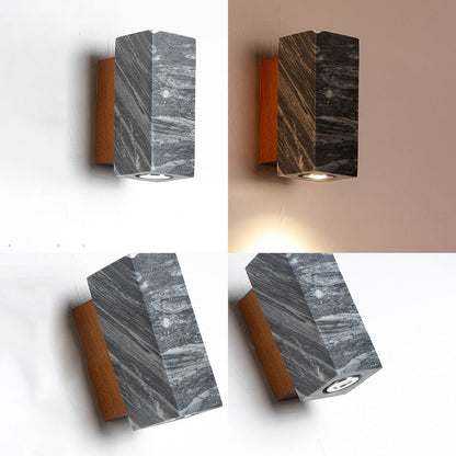 Cylinder Rectangle Wood Greystone 1-Light Wall Sconce Lamp