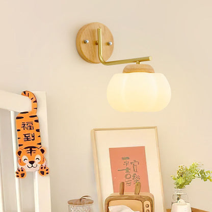 Japanese Wood Cotton PE Shade 1-Light Wall Sconce Lamp