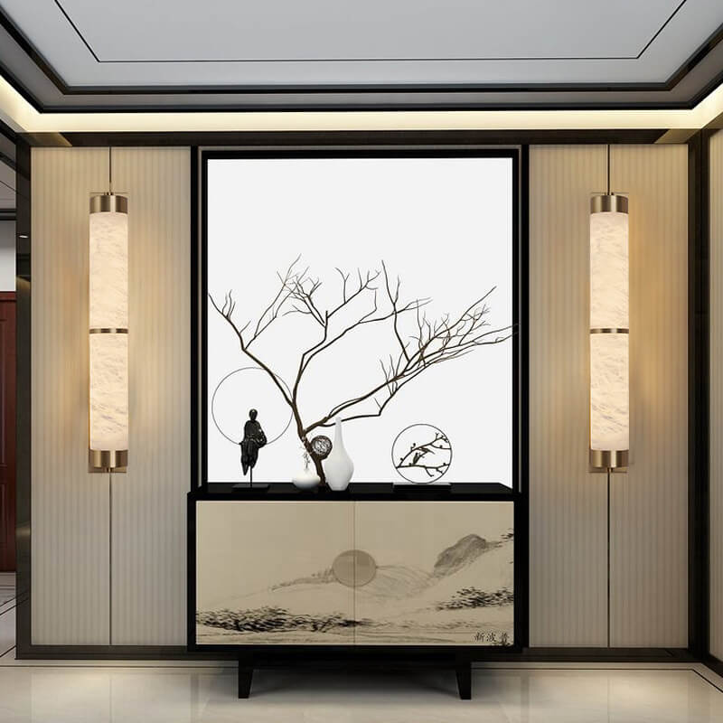 Light Luxury Full Copper Marble Column LED Wall Sconce Lamp