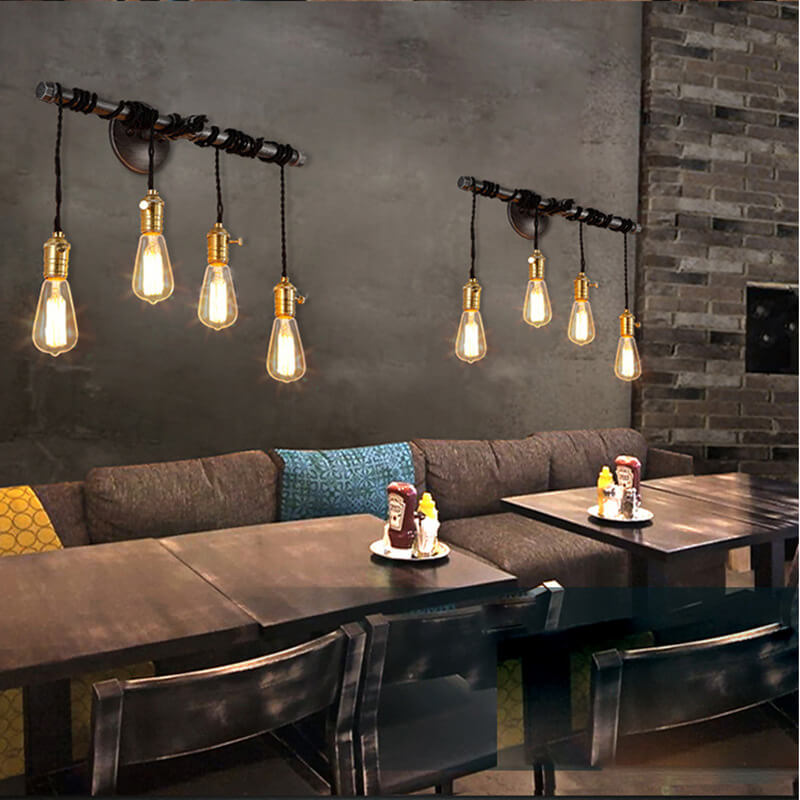 Water Pipes Strip Hanging 1/4 Light Wall Sconce Lamp