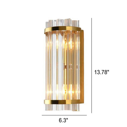 Luxury Crystal Plated Column 2-Light Wall Sconce Lamp