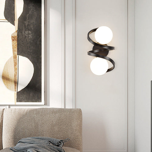 Minimalist Round Ball Iron Glass 2-Light Wall Sconce Lamp