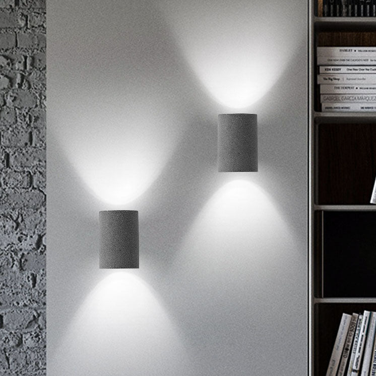 Industrial Round Column Cement 1-Light Wall Sconce Lamp