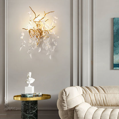 Light Luxury Crystal Resin 3-Light Wall Sconce Lamp
