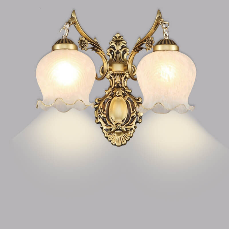 Light Full Copper Flower Shade 1/2- Light Wall Sconce Lamp