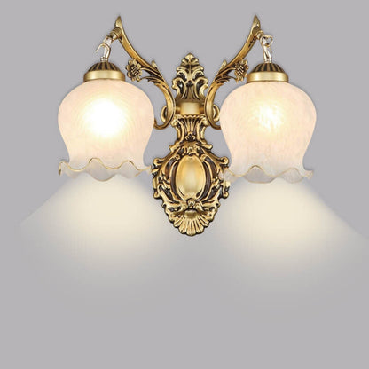 Light Full Copper Flower Shade 1/2- Light Wall Sconce Lamp
