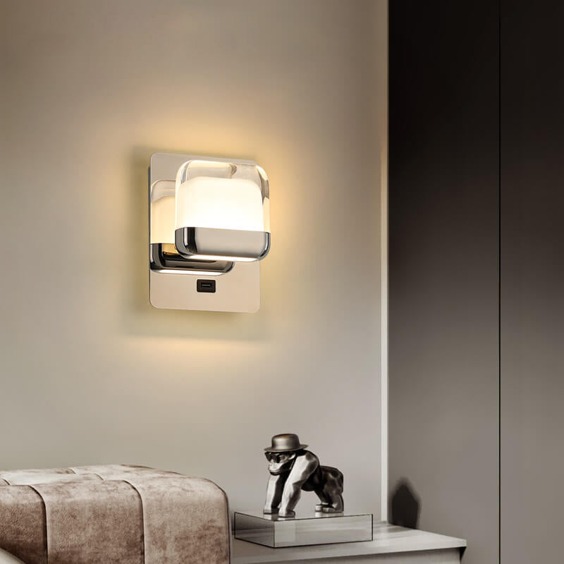 Simple Stainless Steel Square Acrylic LED Wall Sconce Lamp