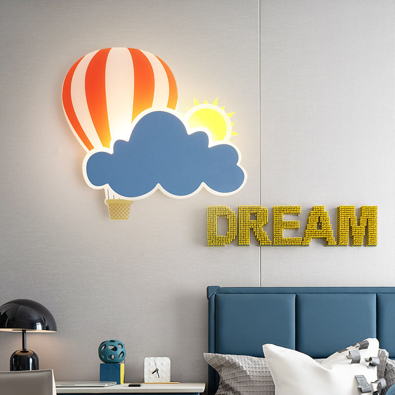 Kids Air Balloon Clouds Iron Acrylic LED Wall Sconce Lamp